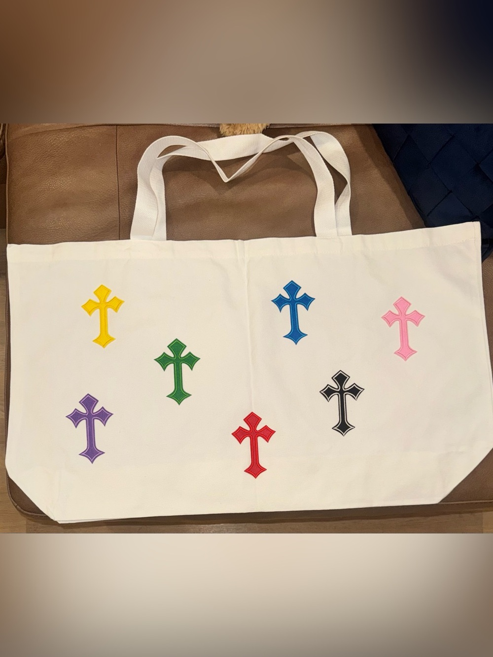 “AN ODE TO CHROME” HUGE Canvas CAMP/BEACH/SHOPPING Tote Bag w/Appliques